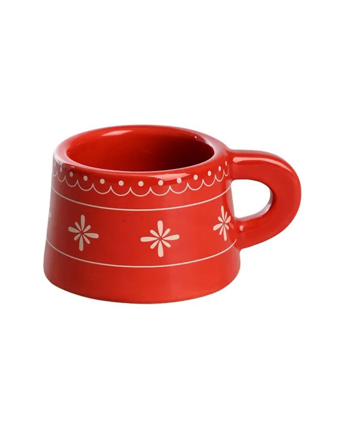 Roter Kerzenhalter aus Keramik von Det Gamle Apotek – Boho Holiday Design für Kerzen mit Ø 5 cm.