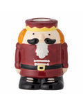  Bunter Feast Kerzenhalter von Bloomingville aus Steingut in Form einer festlichen Nussknackerfigur mit glänzender Oberfläche.