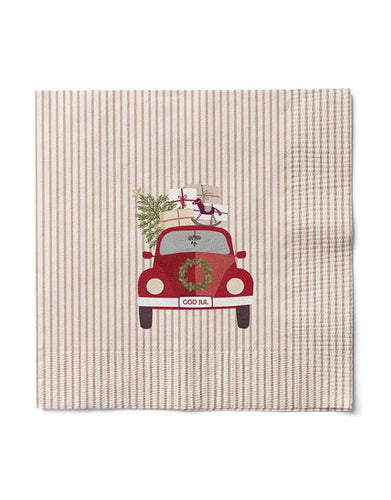 Rote Papierservietten von Det Gamle Apotek mit festlichem Christmas Holidays Design.