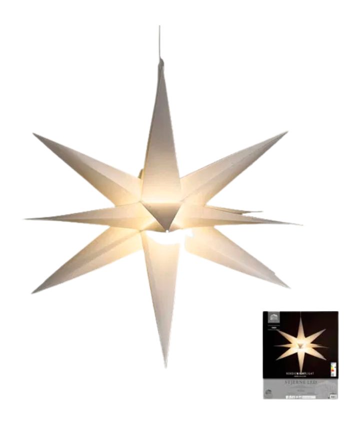 LED-Stern 60 cm in Weiß von Det Gamle Apotek – großer Weihnachtsstern mit Timer und Adapter für stimmungsvolles Licht.