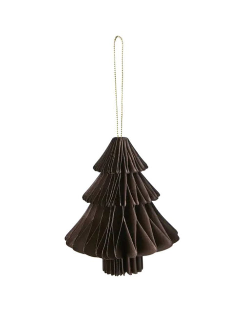 Brauner Weihnachtsbaumanhänger Tree von Affari of Sweden aus Papier mit Magnetverschluss, Ø 9 × H 10 cm.