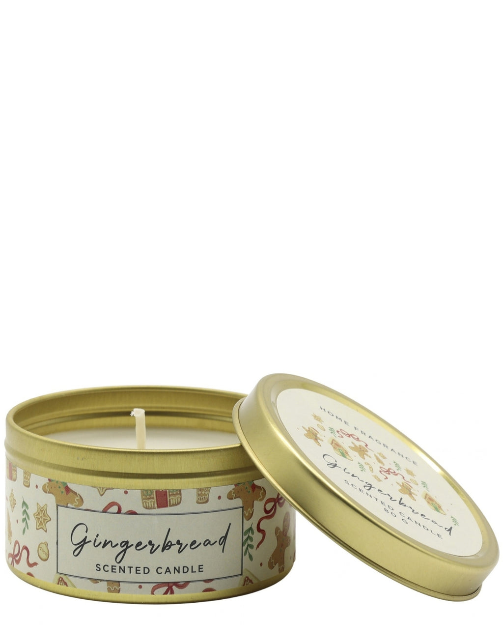 Duftkerze Gingerbread von Chic Antique im kleinen Zinnbehälter mit Deckel und einer Brenndauer von ca. 40 Stunden ohne Deckel