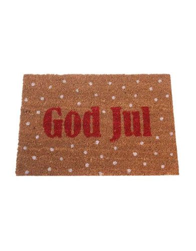 God Jul Fussmatte von Det Gamle Apotek – dekorative Fußmatte aus Kokosfasern in braun.
