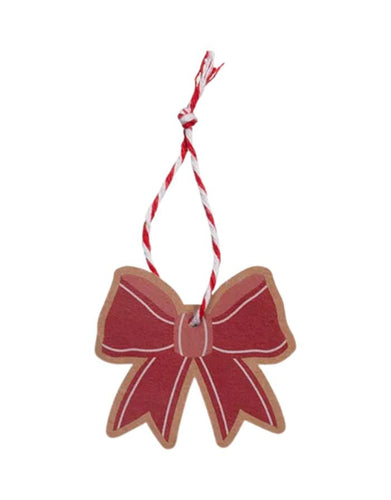 Rote Geschenkanhänger in Schleifenform aus Papier von Det Gamle Apotek, 6 Stück.