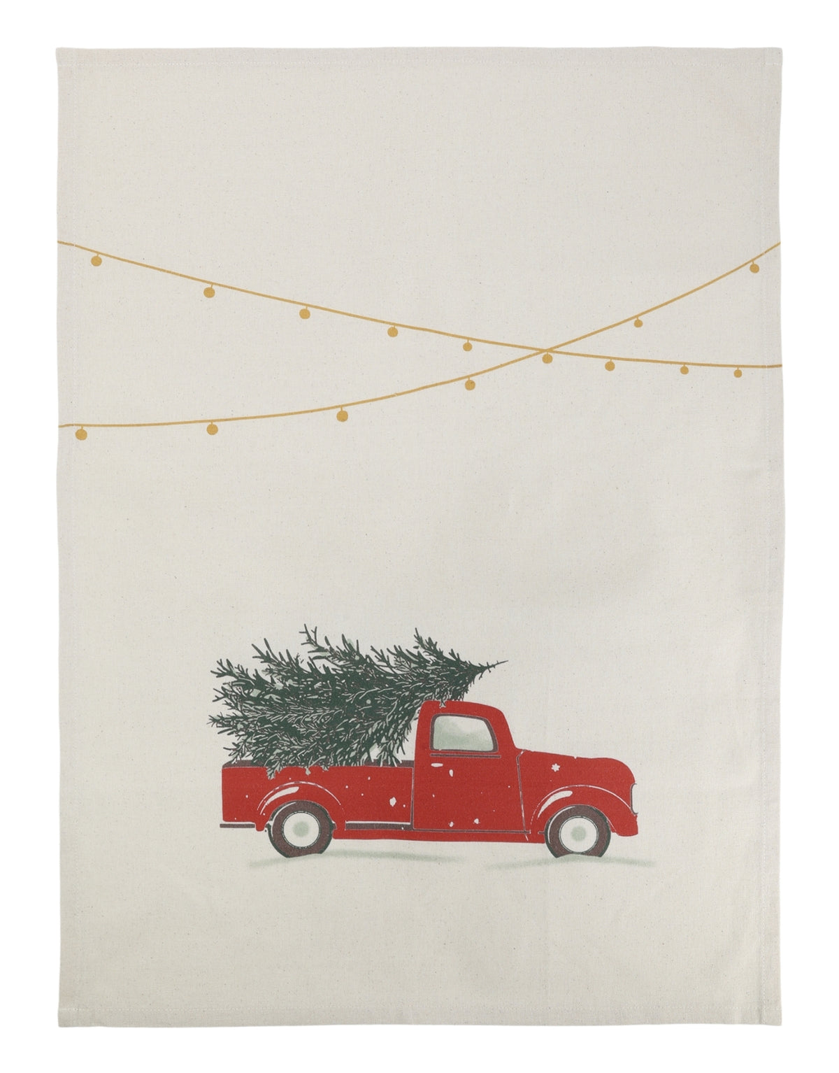 Geschirrtuch von Chic Antique aus Baumwolle mit nostalgischem weihnachtlichem Automotiv im Format 50 × 70 cm.