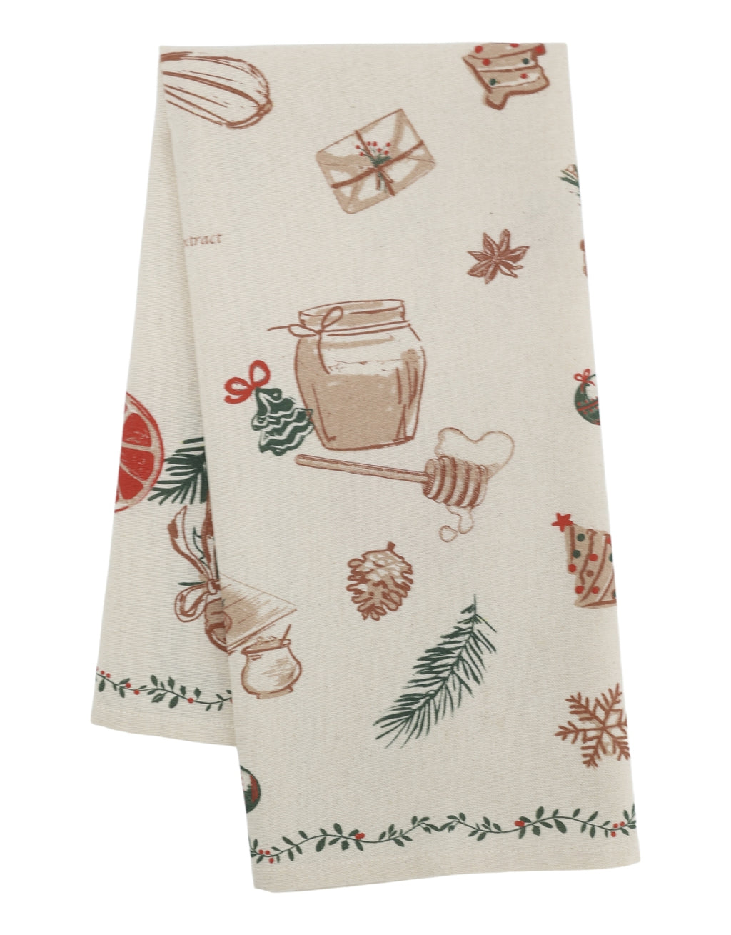 Geschirrtuch von Chic Antique in natürlicher Leinenfarbe mit liebevollem Weihnachtsbackmotiv aus Baumwolle im Format 50 × 70 cm.