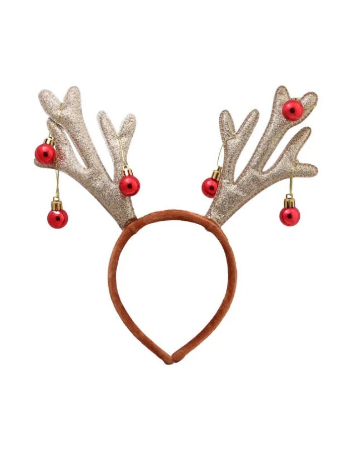 Haarreif mit Geweih und goldenen Kugeln von Det Gamle Apotek – festliches Accessoire in Gold.