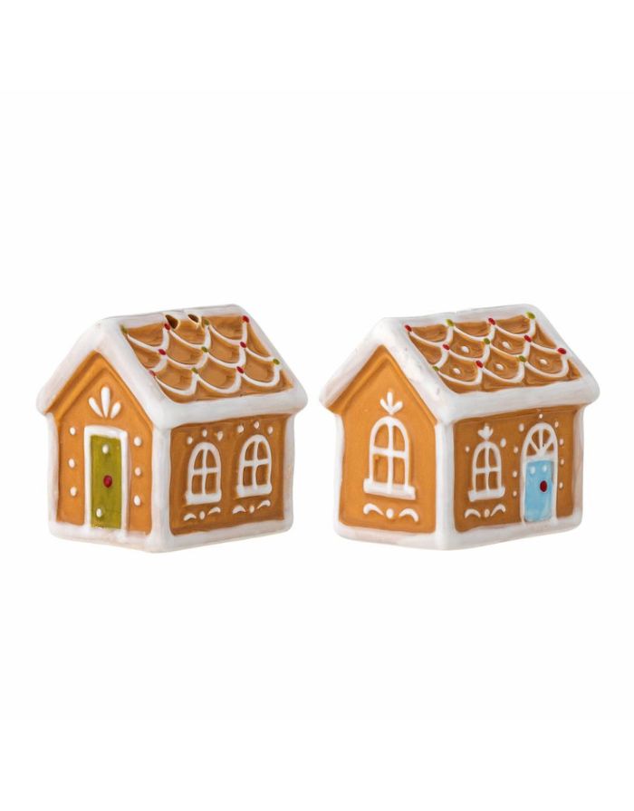 Bloomingville Salz- und Pfefferset Ginnie – Lebkuchenhaus-Design in Braun
