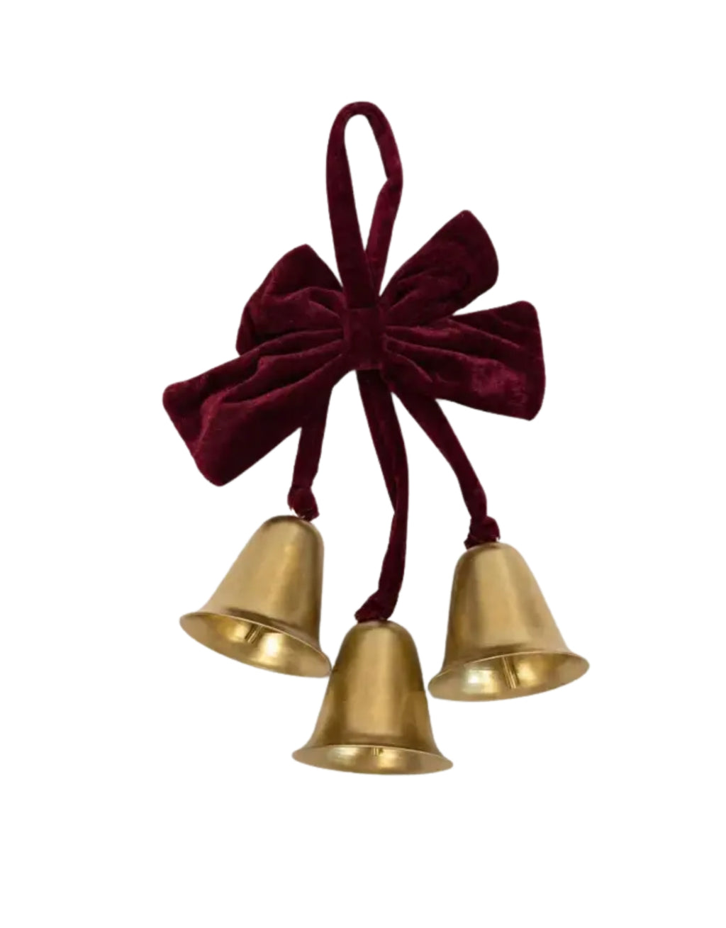 Weihnachtsanhänger Beelo von HOMLA in Gold, dekorative große Metallglocken mit festlicher Schleife im nostalgischen Weihnachtsdesign, 33 cm lang.