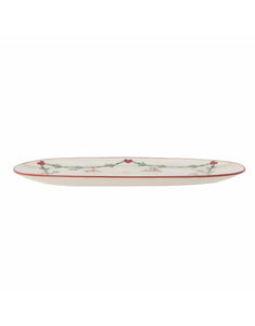 Bloomingville Servierplatte Yule aus Steingut – oval mit Weihnachtsmotiven