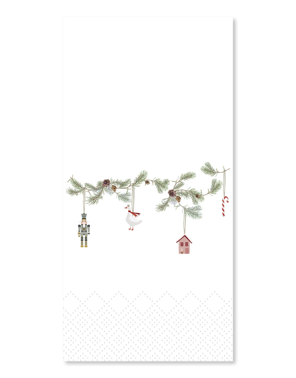 Weihnachtsservietten mit Weihnachtsmotiv von Chic Antique in Weiß, dekorative Papierservietten mit kleinen weihnachtlichen Illustrationen in Rot-, Grün- und Naturtönen, 20 x 10 cm, 16 Stück.