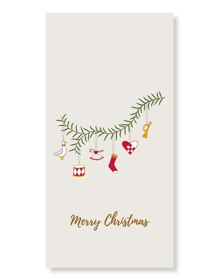 Papier-Serviette Merry Christmas Zweig von Speedtsberg, Warm Grey/Mix, 3-lagig, 16 Stück, festliches Weihnachtsmotiv