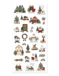Weihnachtsservietten mit Weihnachtsmotiv von Chic Antique in Weiß, dekorative Papierservietten mit kleinen weihnachtlichen Illustrationen in Rot-, Grün- und Naturtönen, 20 x 10 cm, 16 Stück.