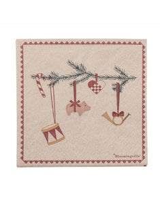 Bloomingville Servietten Yule in Rot – 20 Stück mit Weihnachtsmotiven