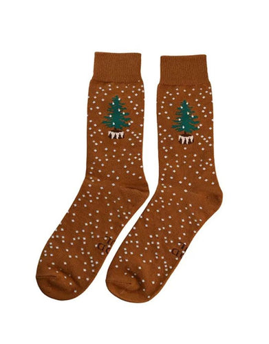 Christmas Tree Socken von Det Gamle Apotek – weiche Socken aus cotton in brown, Größe 42-46.