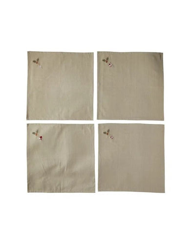 Stoffserviette 40x40 cm von Speedtsberg, Natural, mit gesticktem Weihnachtsbaum, 4er-Set – elegant und festlich für Advent und Weihnachten