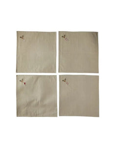 Stoffserviette 40x40 cm von Speedtsberg, Natural, mit gesticktem Weihnachtsbaum, 4er-Set – elegant und festlich für Advent und Weihnachten