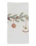 Cremefarbene Stoffserviette von Chic Antique aus Baumwolle mit dekorativem Girlandenmotiv im Format 40 × 40 cm.