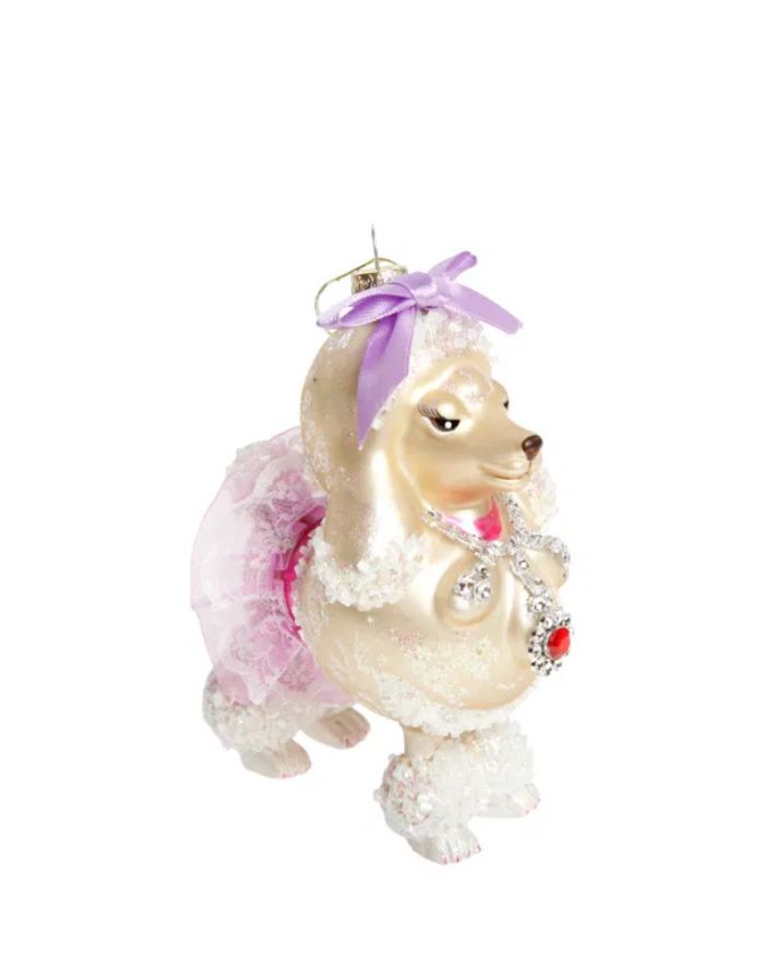 Weihnachtsanhänger von Det Gamle Apotek – festliche Dekoration aus glass in weiss und lila.