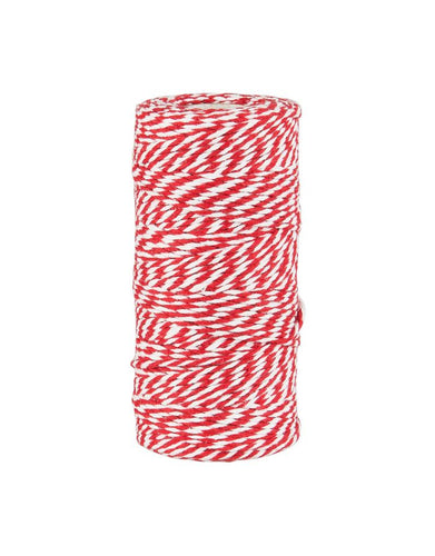 Rot-weißer Geschenkfaden aus Baumwolle, 100 m Rolle von Ib Laursen.