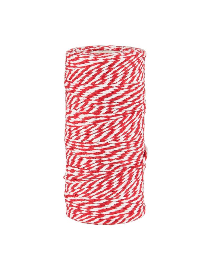 Rot-weißer Geschenkfaden aus Baumwolle, 100 m Rolle von Ib Laursen.