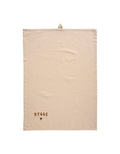 Leinenfarbenes Geschirrtuch mit „Hygge“-Schriftzug von Ib Laursen, Größe 50x70 cm.