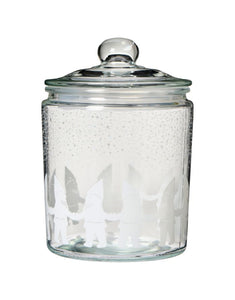 Großer Glasbehälter von Ib Laursen mit Deckel und Wichtelmännchen-Muster, 1,9 Liter, luftdicht und dekorativ.