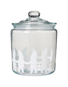 Großer Glasbehälter von Ib Laursen mit Deckel und Wichtelmännchen-Muster, 4,0 Liter, luftdicht und dekorativ.