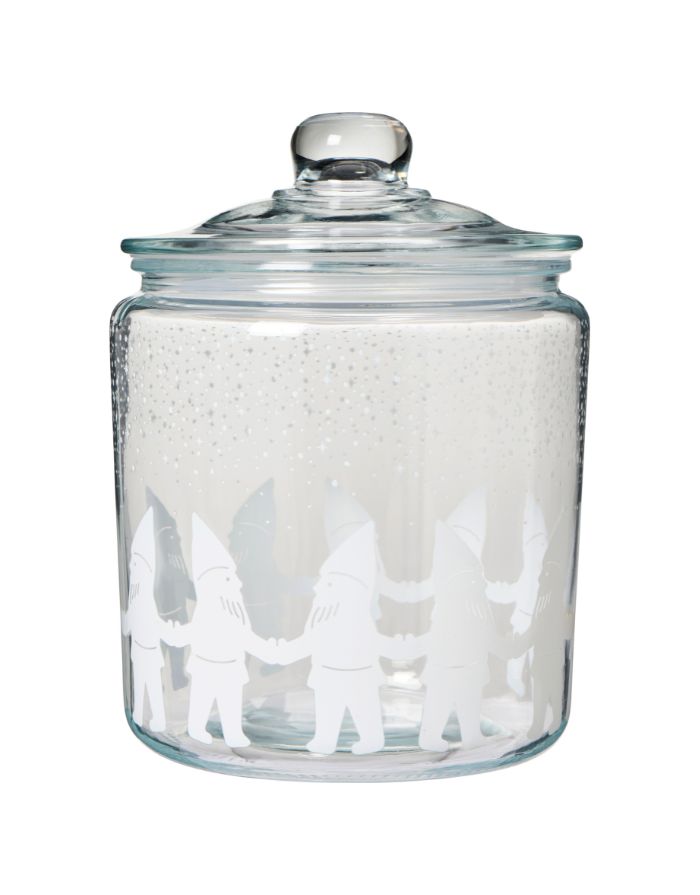 Großer Glasbehälter von Ib Laursen mit Deckel und Wichtelmännchen-Muster, 4,0 Liter, luftdicht und dekorativ.