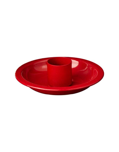 Runder roter Kerzenhalter aus Metall für Kerzen Ø 2,2 cm.