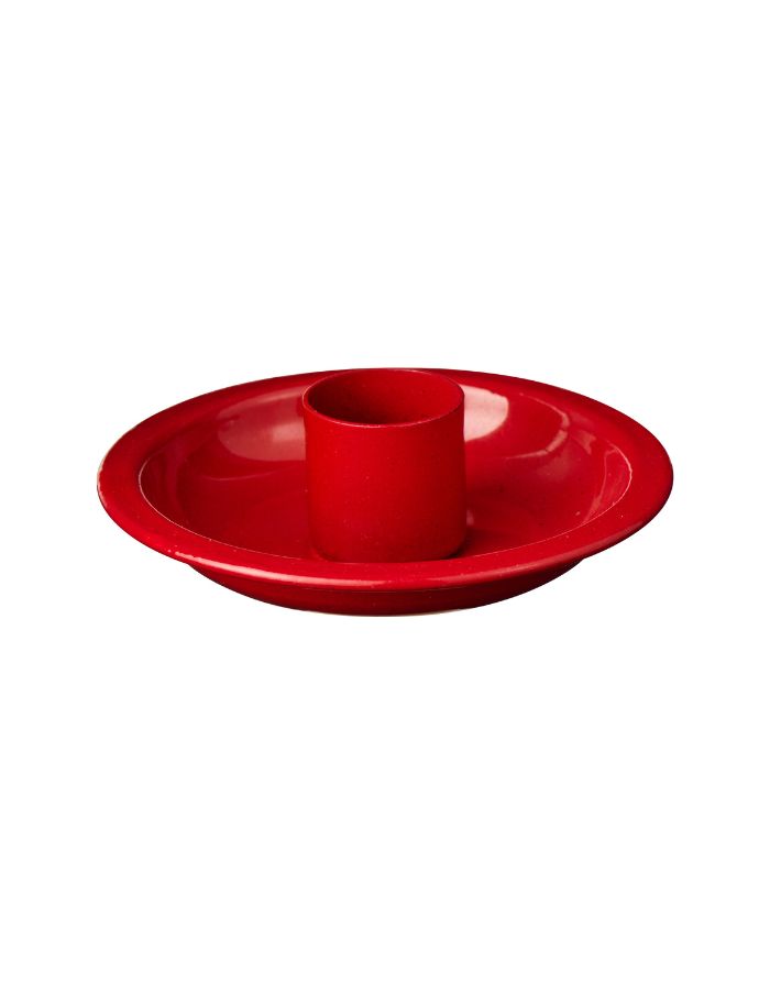 Runder roter Kerzenhalter aus Metall für Kerzen Ø 2,2 cm.