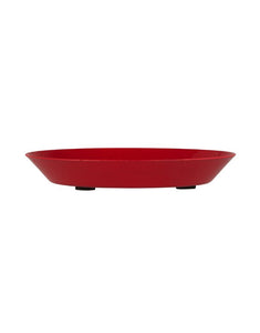 Rotes rundes Kerzentablett aus Metall, passend für Kerzen Ø 7 cm.