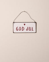 Laden Sie das Bild in den Galerie-Viewer, Rechteckiges Metallschild mit der Aufschrift „God Jul“ im skandinavischen Stil, 7x15 cm.
