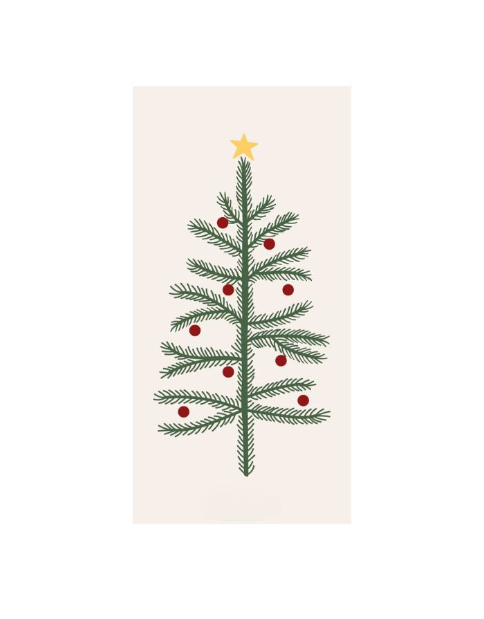 Papierserviette mit Weihnachtsbaum-Motiv, ideal für festliche Tischdekoration.