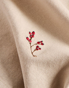 Leinenfarbene Stoffserviette mit Winterzweigmotiv von Ib Laursen.