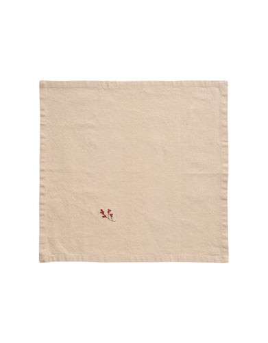 Leinenfarbene Stoffserviette mit Winterzweigmotiv von Ib Laursen.