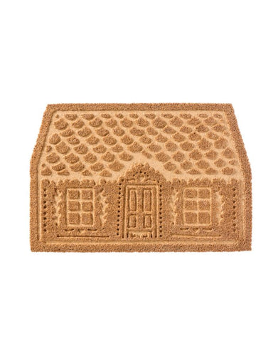  Kokos-Fußmatte mit geprägtem Weihnachts-Haus-Motiv von Ib Laursen, 40 × 60 cm.