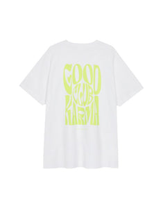 Boyfriend T-Shirt Good Karma Club I White/Lime