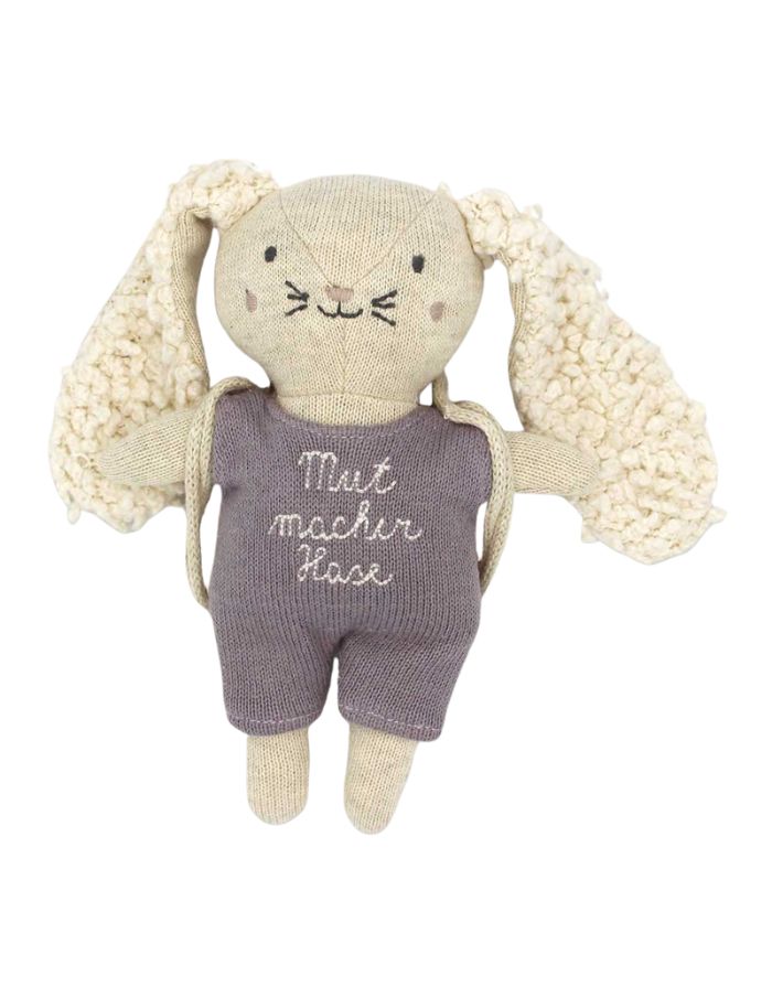 Stofftier Hase Mutmacher I Flieder mit Rucksack