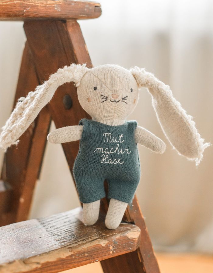 Stofftier Hase Mutmacher I Blau