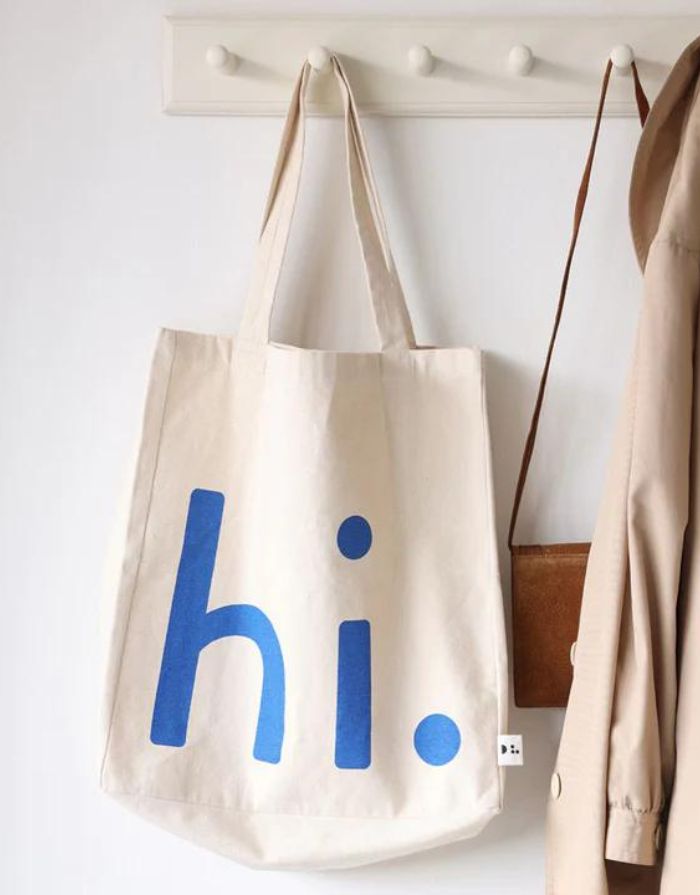 Tote Bag Hi I Blue