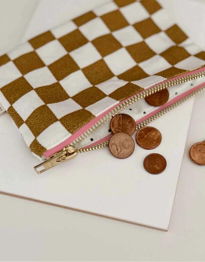 Purse Marie I Checks Ecru Caramel