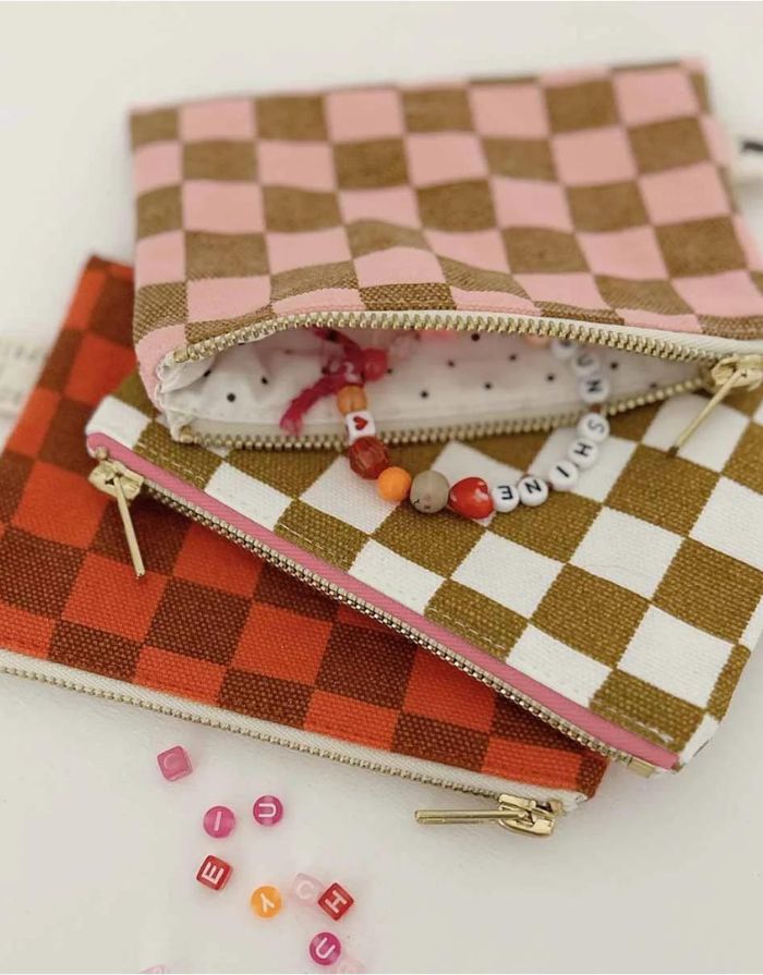 Purse Marie I Checks Ecru Caramel