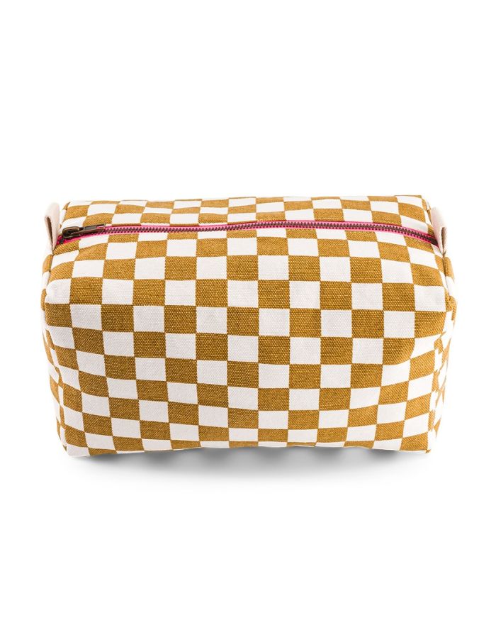 Kulturtasche Vic I Checks Ecru Caramel