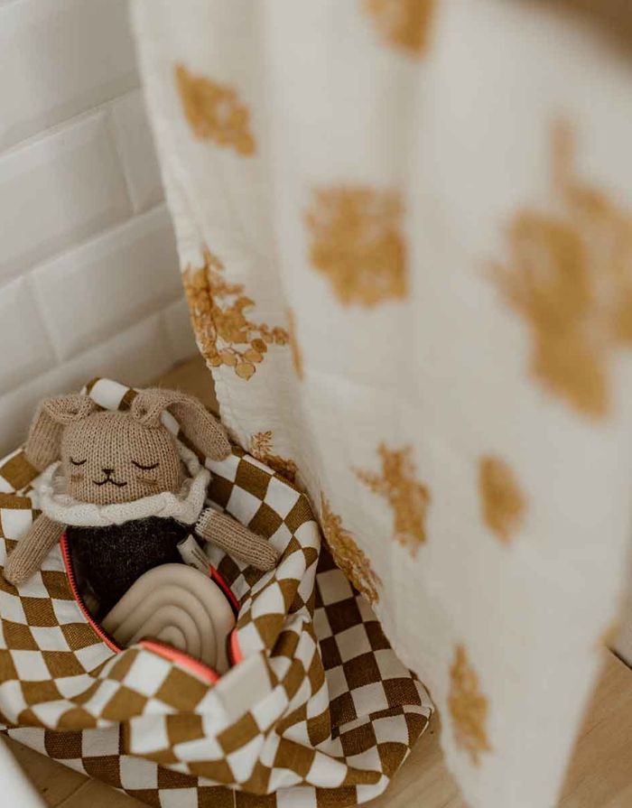 Kulturtasche Vic I Checks Ecru Caramel