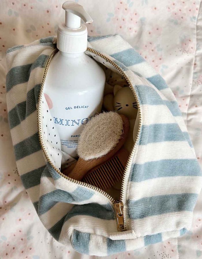 Kulturtasche Frottee Vic Stripes I Blue Cloud