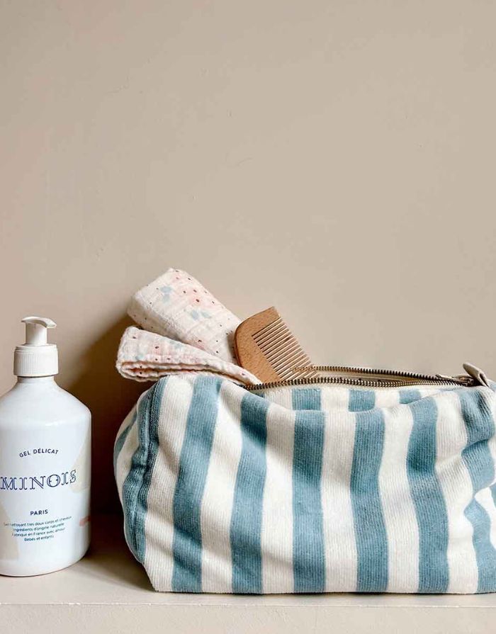 Kulturtasche Frottee Vic Stripes I Blue Cloud