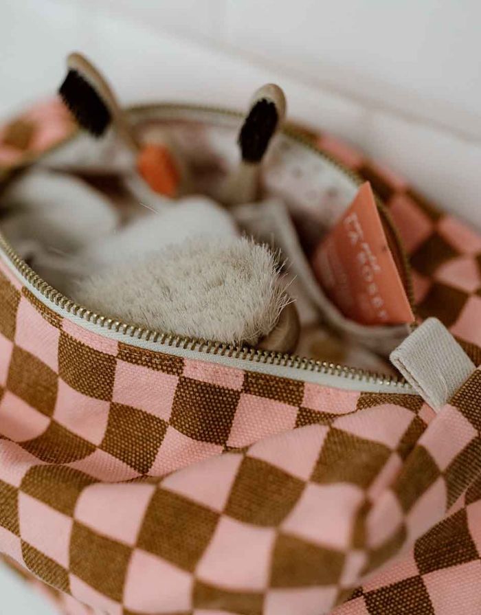 Kulturtasche Vic I Checks Strawberry Caramel