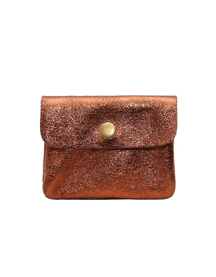 Portemonnaie Leder Metallic Klein I Bronze