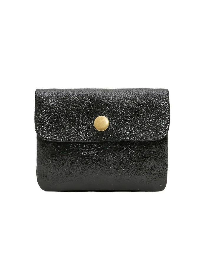 Portemonnaie Leder Klein I Schwarz Metallic